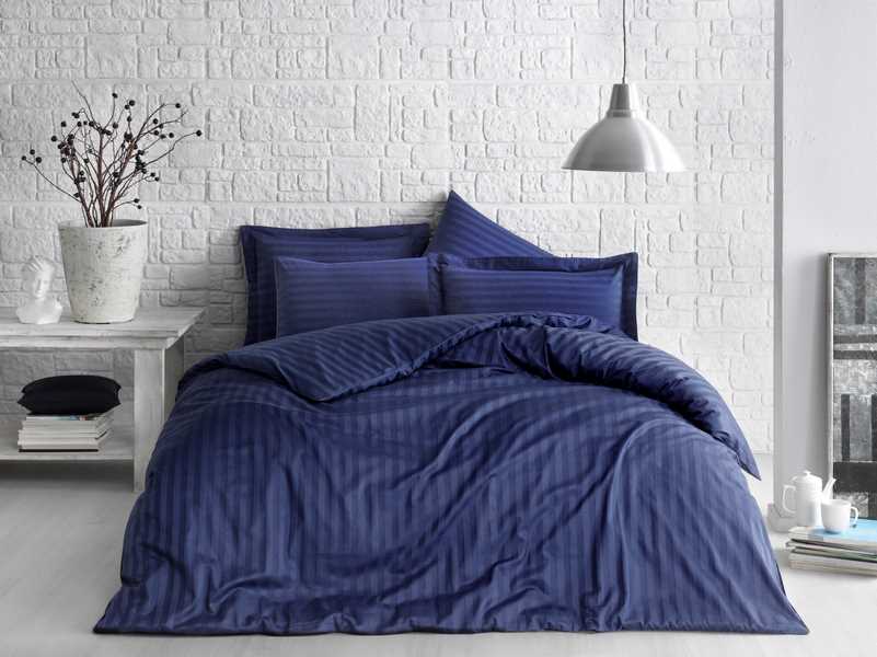Комплект постельного белья Tivolyo Home JACQUARD BANDED синий