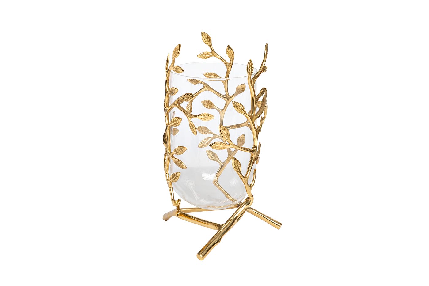 Ваза стеклянная с декором "Золотые ветви" 55RV3563S